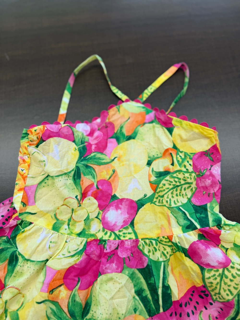 Janie and Jack Pink Lined Tropical Fruit Print - Picture 3 of 4